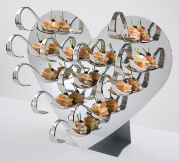Preview: Buffetdisplay HERZ mit 12 Gourmetlöffel. Edelstahl.