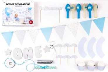 Preview: Party Dekoration Set Set "1. Geburtstag" - silber