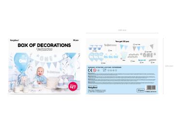 Preview: Party Dekoration Set Set "1. Geburtstag" - silber