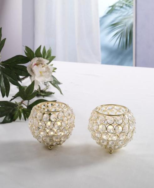 Krystal Kugel AD509KKG 2er Set. Goldfarbig.