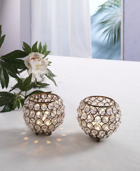 Krystal Kugel AD509KKM 2er Set. Messing (hell)