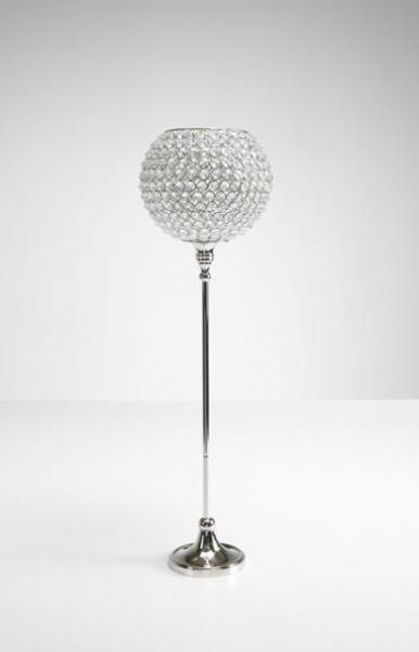 Kerzenständer vernickelt. 2er Set. Kristallglas und Aluminium