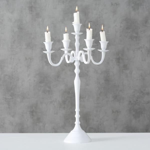 Kerzenständer 5-armig, Weiß, H50cm.