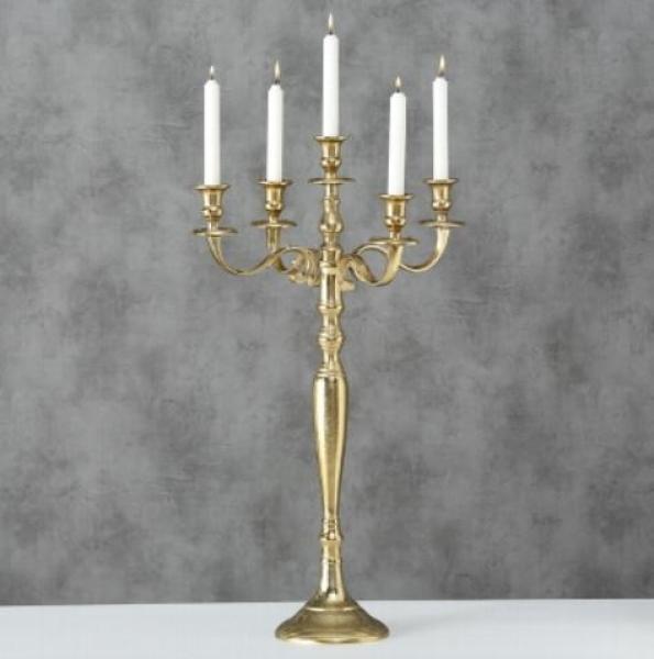 Kerzenleuchter 5-armig, Gold, H77cm.