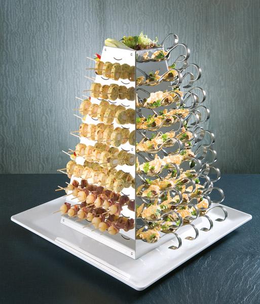 Bufett-Pyramiden-Set mit 108 Gourmetlöffel. Edelstahl.