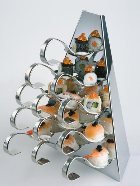 Gourmet-Display mit 12 Gourmetlöffel. Edelstahl.